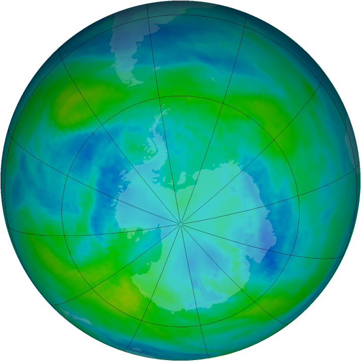 Antarctic ozone map for 11 April 1984
